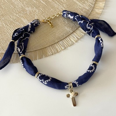 COLLANA BANDANA BLU UNISEX