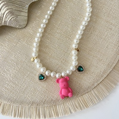 COLLANA PERLE BIG TEDDY E CUORI