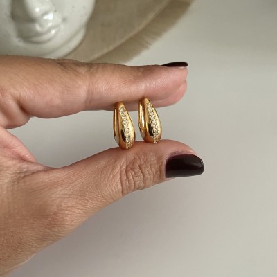 ORECCHINI GOCCIOLINE STRASS GOLD